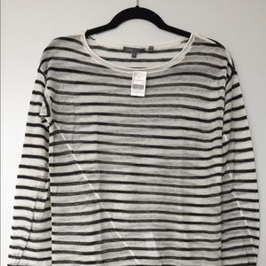 Vince Striped Knit Top In Gray (S) BRAND NEW